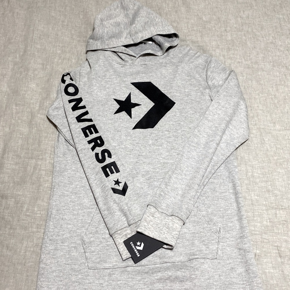 NWT Converse grey waffle hoodie shirt size YXL youth extra large